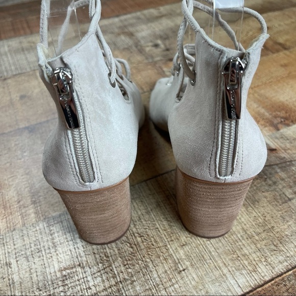 NEW Vince Camuto 8.5 Nahara Beige Suede Lace-up Sandal Block Chunky Heel - Picture 6 of 10